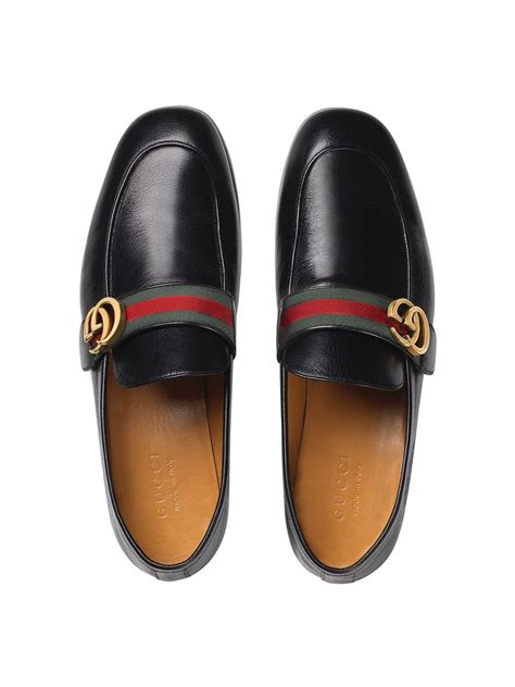 Gucci Black Gg Web Leather Loafers £540 Fast Global Shipping Free
