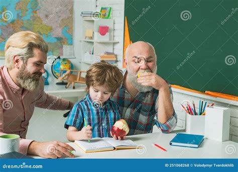 Grandfather Father And Grandson Boy Men Generation Three Different