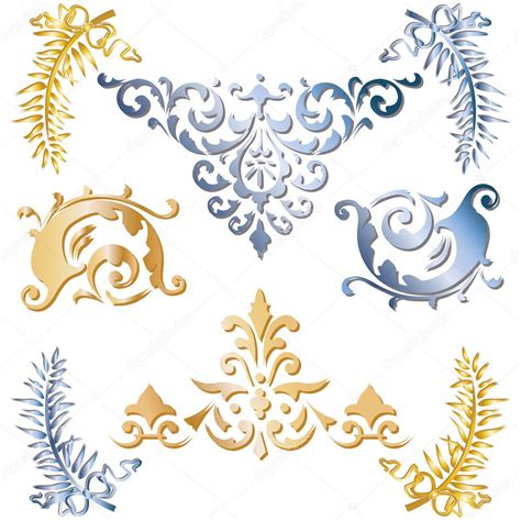 Ornamenti Medievali Oro E Blu — Vettoriali Stock © Sateda 8620609