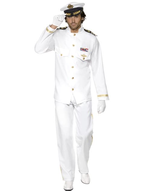 Adult Captain Deluxe Fancy Dress Navy Sailor Forces Naval Costume Mens Gents Ebay