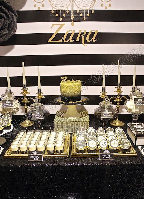 Black, White and Gold Dessert Table (Click on post for more pictures