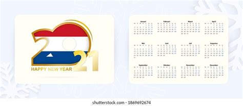 Horizontal Pocket Calendar 2021 Dutch Language Stock Vector Royalty