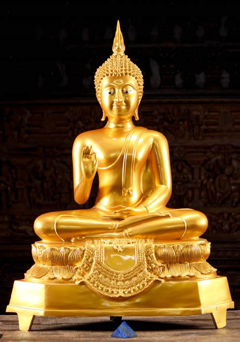 Sold Thai Golden Vitarka Mudra Buddha Statue 39 124t56 Hindu Gods