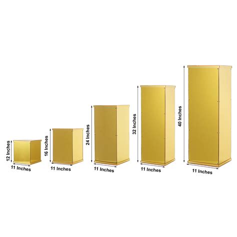 Set Of 5 Gold Acrylic Pedestal Riser Acrylic Display Box Etsy