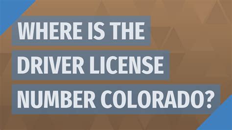 Where Is The Driver License Number Colorado Youtube