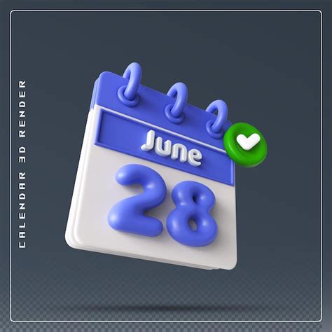Premium Psd 28th June Calendar With Checklist Icon 3d Render