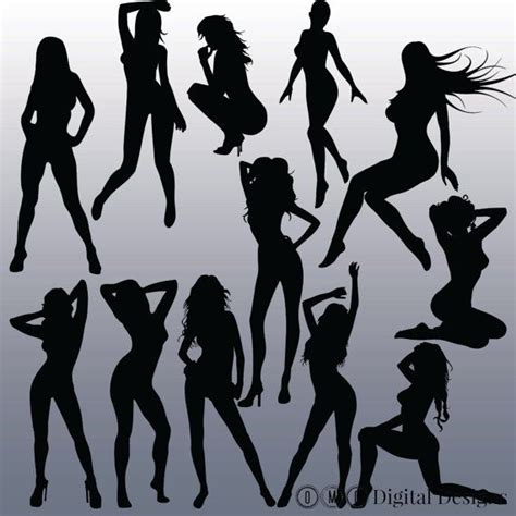 12 Sexy Silhouettes Images Digital Clipart By Omgdigitaldesigns Silhouette Clip Art Silhouette
