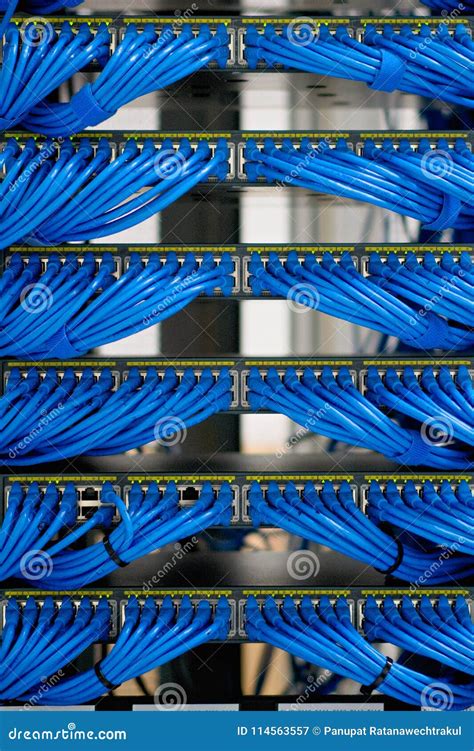 Lan Cable Wiring And Networking In Data Center Stock Image Image Of