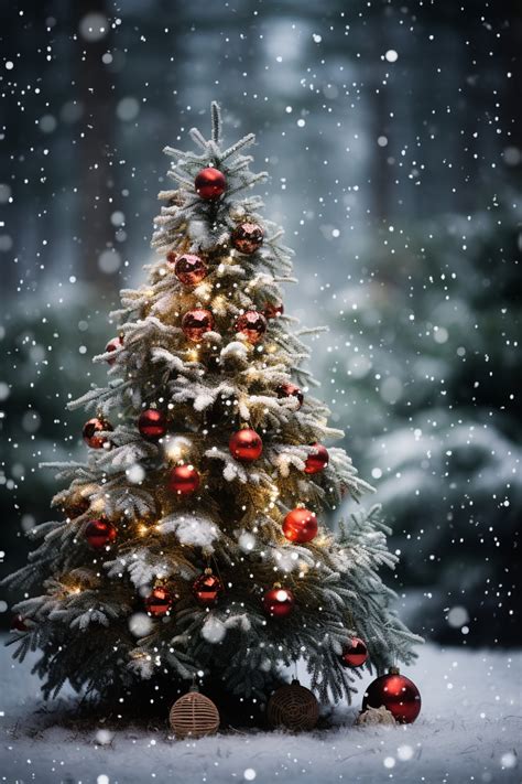 Christmas Tree In Snowfall Free Stock Photo - Public Domain Pictures