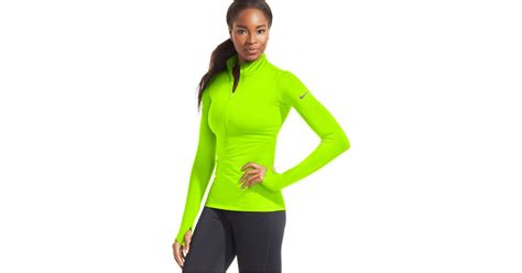 Nike Pro Hyperwarm Half Zip Dri Fit Pullover In Green Lyst
