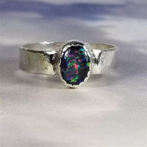 Opal Ring T For Her Australian Blue Opal Ring October Birthday