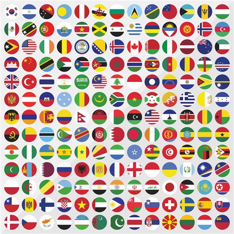 Round Country Flags Icon Set Vector Art At Vecteezy