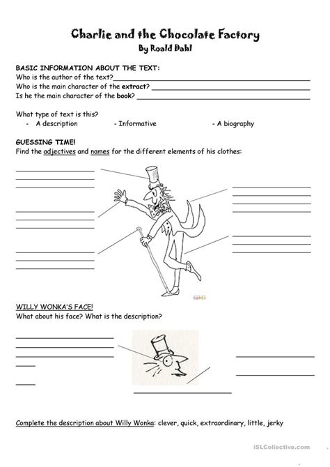 Free Printable Charlie And The Chocolate Factory Worksheets Printable
