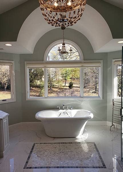 Removed half wall on right of shower and construct shower seat. Henry | Chesterfield Marble Master Bath | Design Inspiration