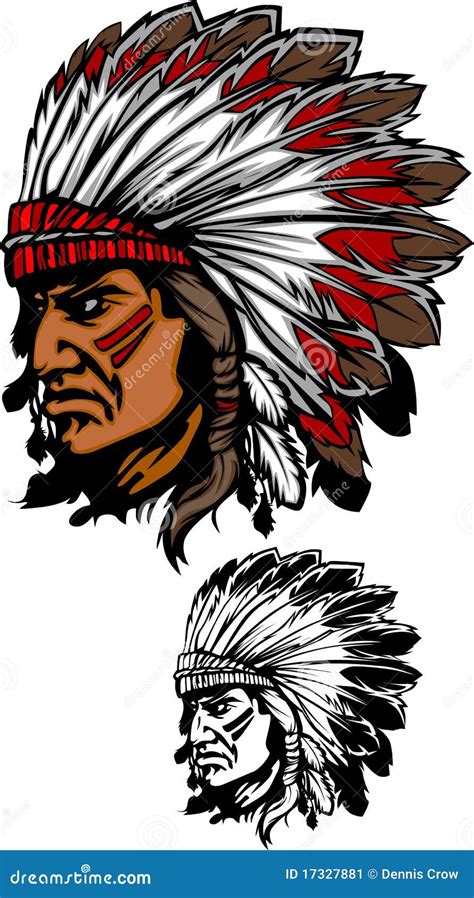 Indian Chief Mascot Vector Logo Stock Vector Image