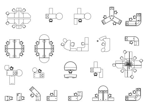 Multiple Office Desks Furniture Cad Blocks Details Dwg File Cadbull