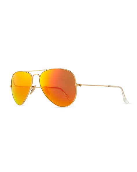 Ray Ban Aviator Sunglasses With Flash Lenses Goldred Mirror