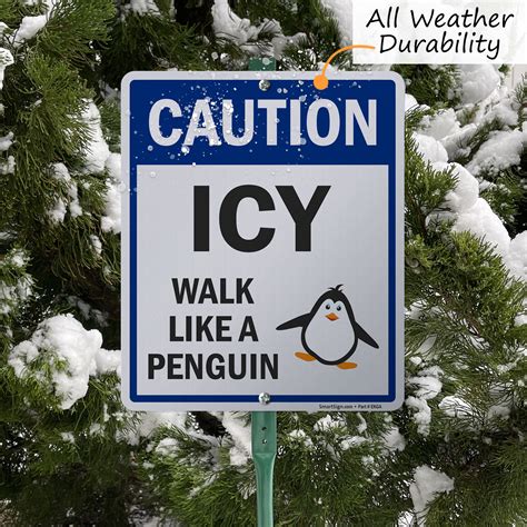 Caution Icy Walk Like A Penguin Lawnboss Sign Sku K2 5534