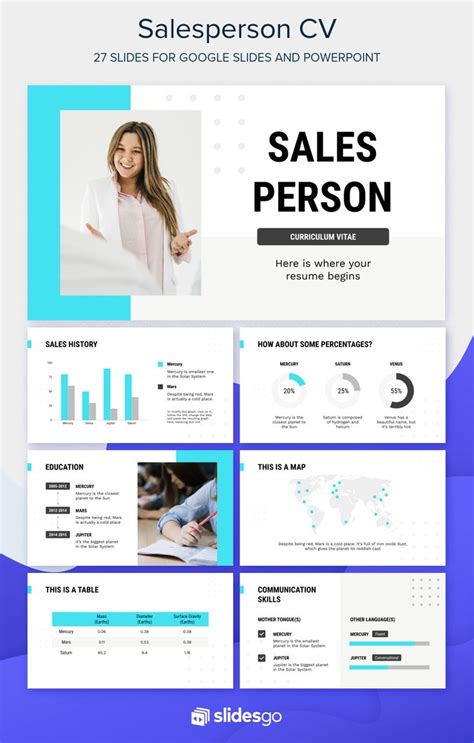 Note — if finding a free website. Present your resume with this professional Salesperson ...