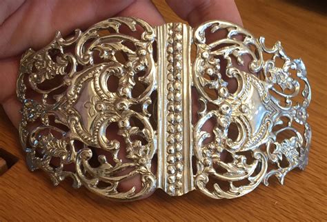 Sale Superb Antique Sterling Silver Belt Buckle Chester 1893