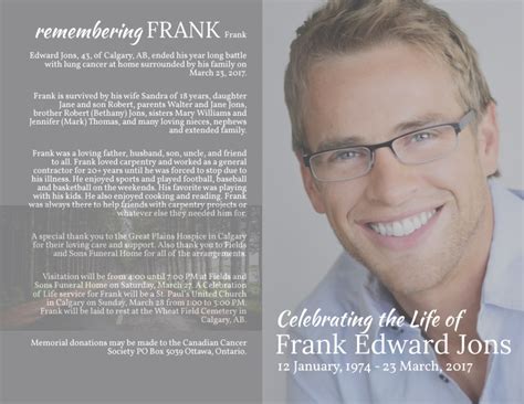 A raffle flyer template that is available in 4 different colors! Celebration Of Life Bi-Fold Brochure Template