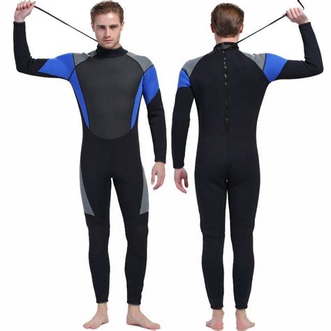 Mens Wetsuit 3mm Neoprene Long Sleeve One Piece Diving Suits With Back Zipper Scuba Suit Thermal