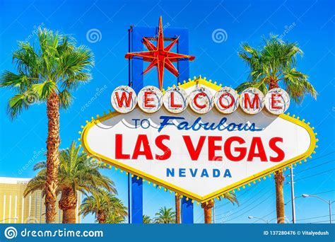 Famous Las Vegas Sign At The Entrance To The Strip Stock Photo Image