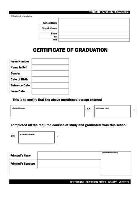 Blank Graduation Certificate Sample Templates At