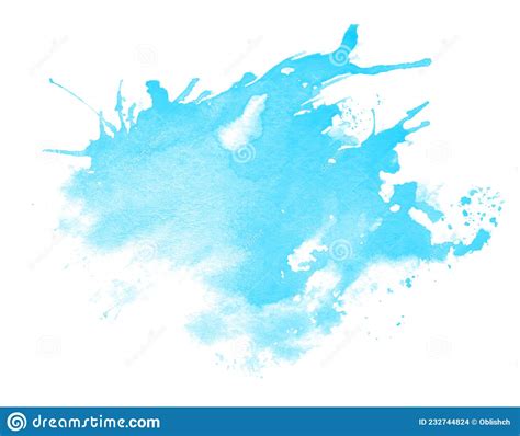 Blue Watercolor Hand Painted Splash Background On White Background