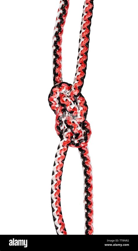 Carrick Bend Knot Tied On Synthetic Rope Cut Out On White Background