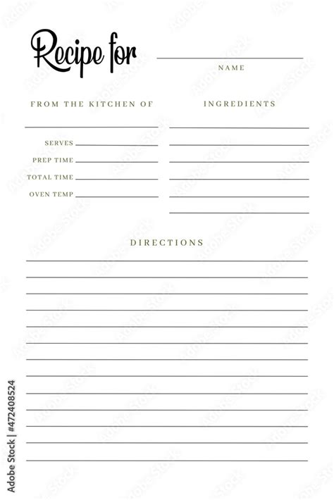 Blank Recipe Template Sheets Hot Sex Picture