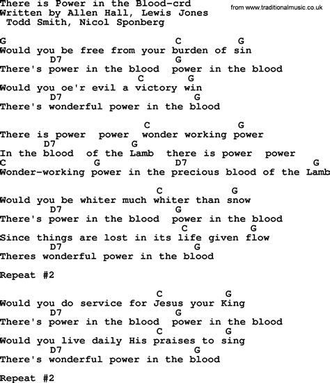 Top 500 Hymn: There Is Power In The Blood - lyrics, chords and PDF