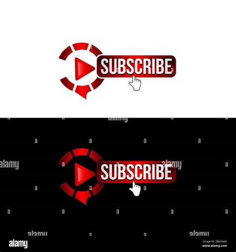 Subscribe Button Color With Finger Click Cursor And Shadow Vector