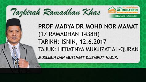 Potret perjuangan mahasiswa dalam cerminan dekad. LIVE TAZKIRAH RAMADHAN 12/6/2017 - Prof Madya Dr Mohd ...