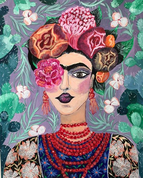 Frida Kahlo Painting In Love 40x50cm Abstract Art Portrait Etsy