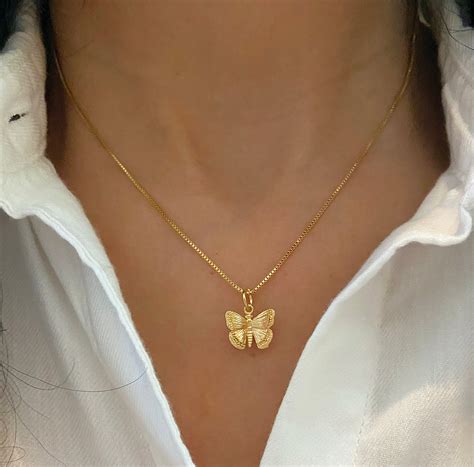 Dainty Gold Butterfly Necklace . Gold Filled Necklaces . Gold - Etsy