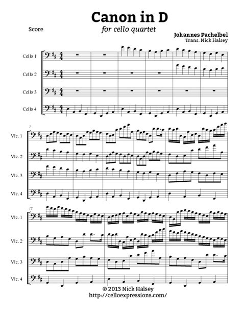 Canon In D Cello Expressions Sheet Music Library