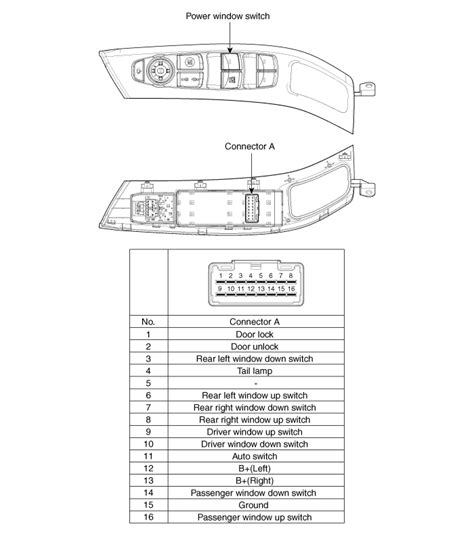 Hyundai Elantra Driver Power Window Switch Power Window Switch Schematic Diagrams Power
