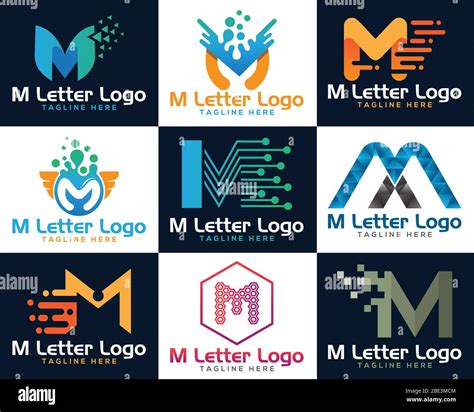 Fashion M Letter Technology Network Logo Sign Letter M Pixel Logo