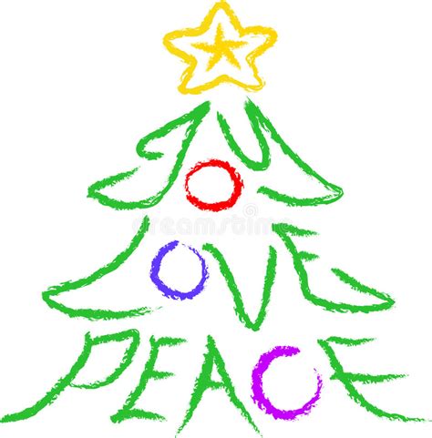 Joy Love Peace Tree Stock Illustration Image Of Christmas 597705