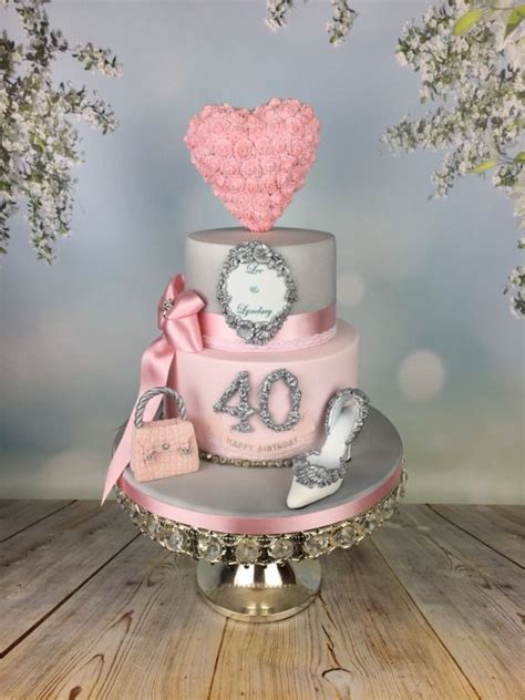 There are 17337 40th birthday ideas for sale on etsy, and they cost $24.56 on average. Romantic pink and silver engagagement /40th cake | 40th ...