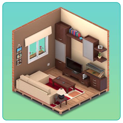 Living room 060 3d model. ArtStation - Isometric living room game, Alvar Guisado