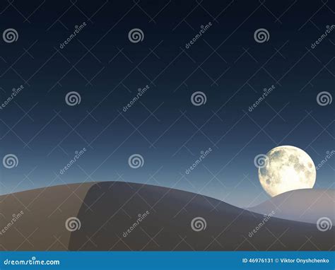 Moon Over The Desert Stock Illustration Illustration Of Sand 46976131