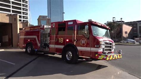 Dallas Fire Rescue Engine 18 And Truck 18 Responding To A Motor
