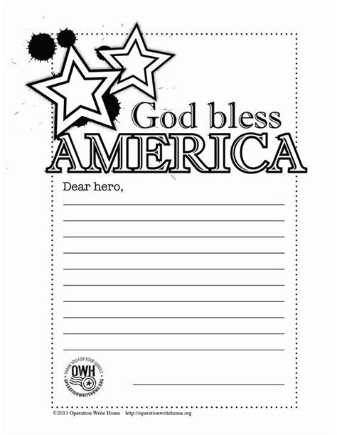 God Bless America Coloring Page Awesome Operation Write Home Godblessc
