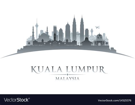Kuala Lumpur Malaysia City Skyline Silhouette Vector Image
