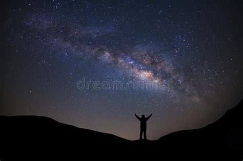 Panorama Landscape With Milky Way Night Sky With Stars