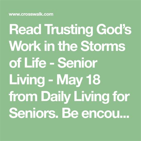 Read Trusting Gods Work In The Storms Of Life Senior Living May 18