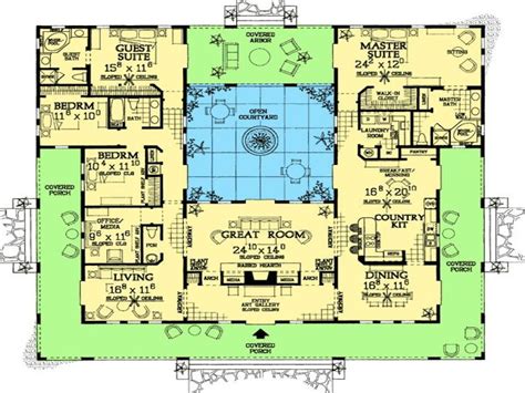 Hacienda style homes with courtyards house style and plans a. Pin by Cate Scott on Dream home | Pool house plans ...