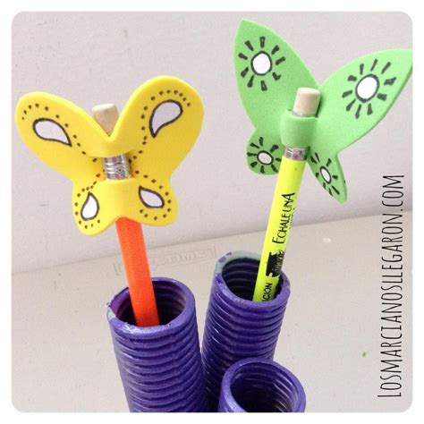 Lápices Decorados Con Mariposas De Foami Kids Crafts Craft Activities